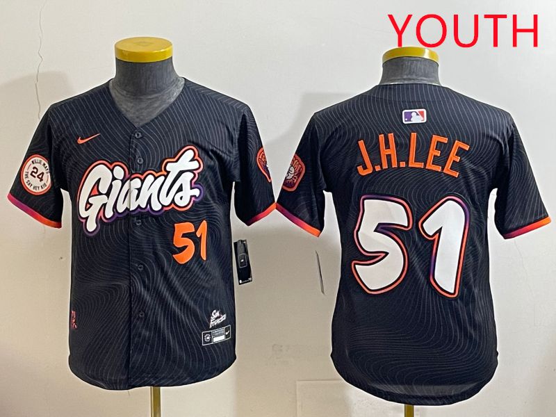 Youth San Francisco Giants #51 J.H.Lee Black Joint Name 2025 Nike MLB Jersey style 8->youth mlb jersey->Youth Jersey